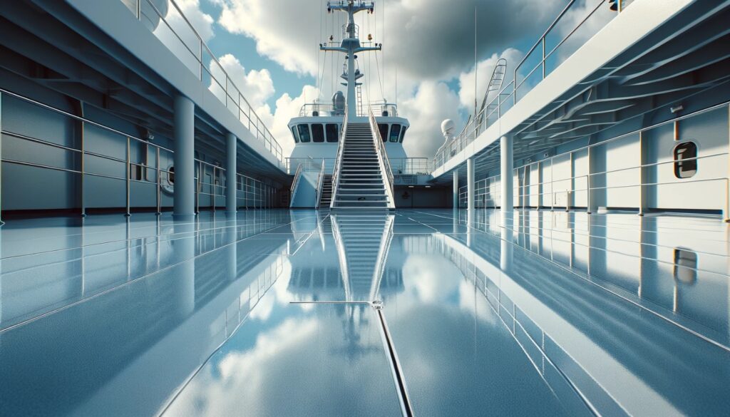 Pavimento in resina esterno su nave